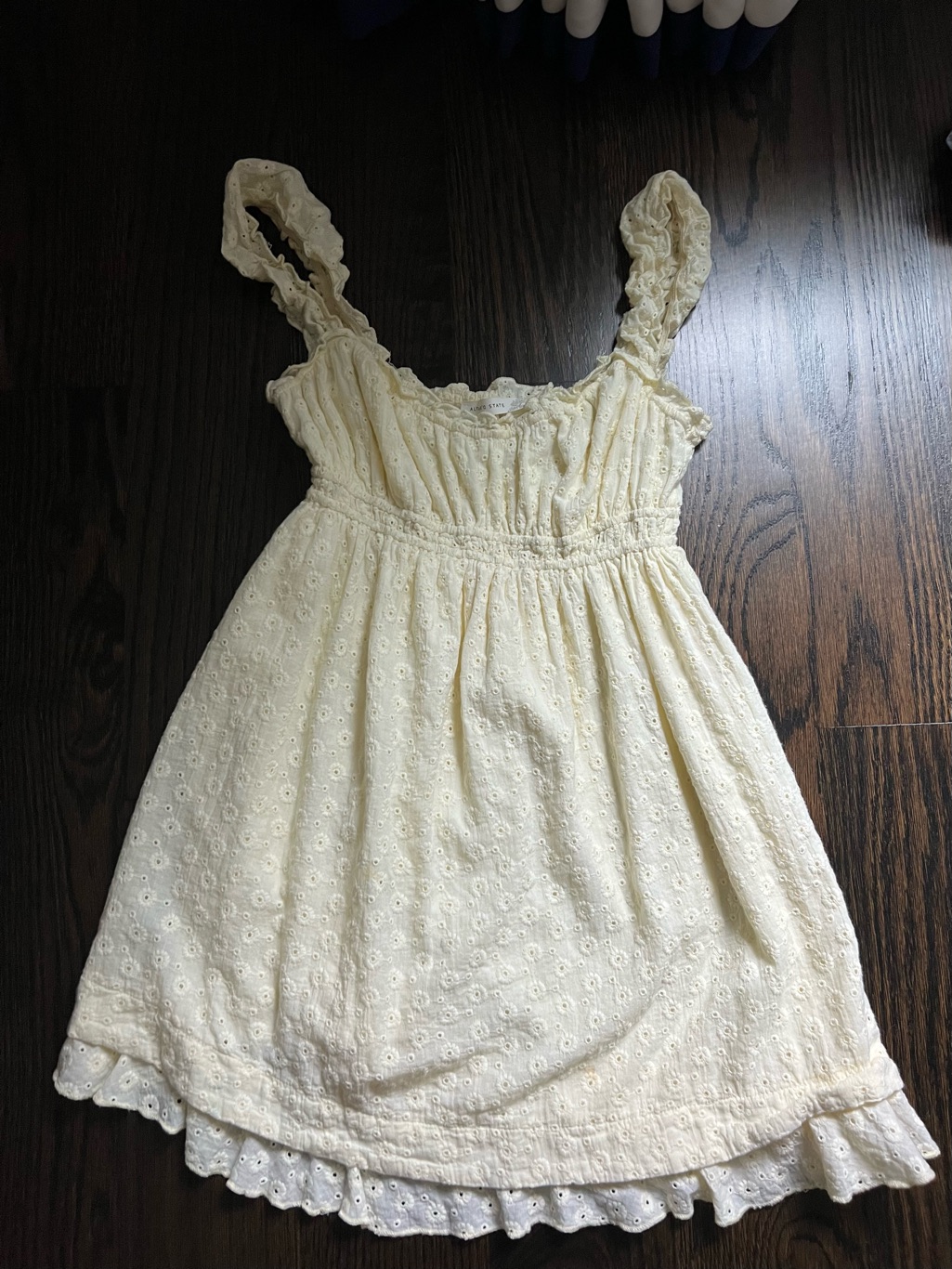 Altar'd State Cream Eyelet Mini Dress With Ruffled Straps